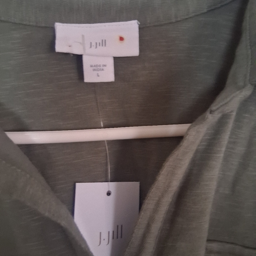 J Jill NWT Belted 100% Cotton V Neck Shirt Dress L - Picture 5 of 6